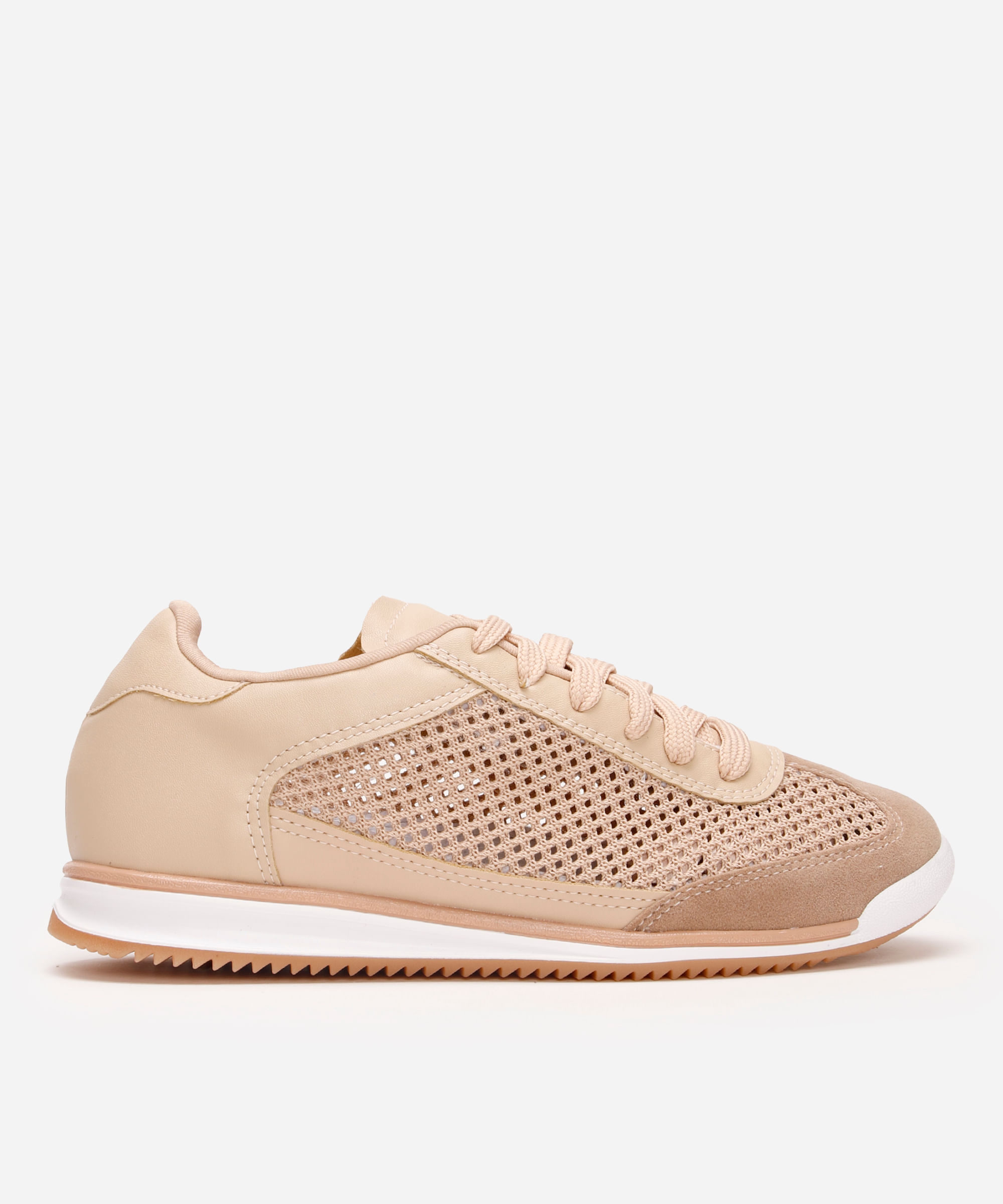 tênis feminino jogging com telinha nude
