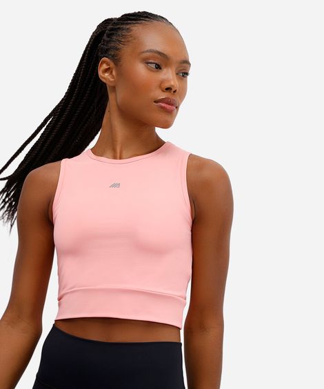 top feminino esportivo de poliamida rosa