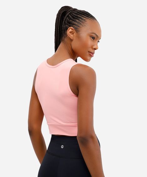 top feminino esportivo de poliamida rosa