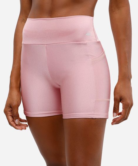 bermuda feminina esportiva com bolsos rosa