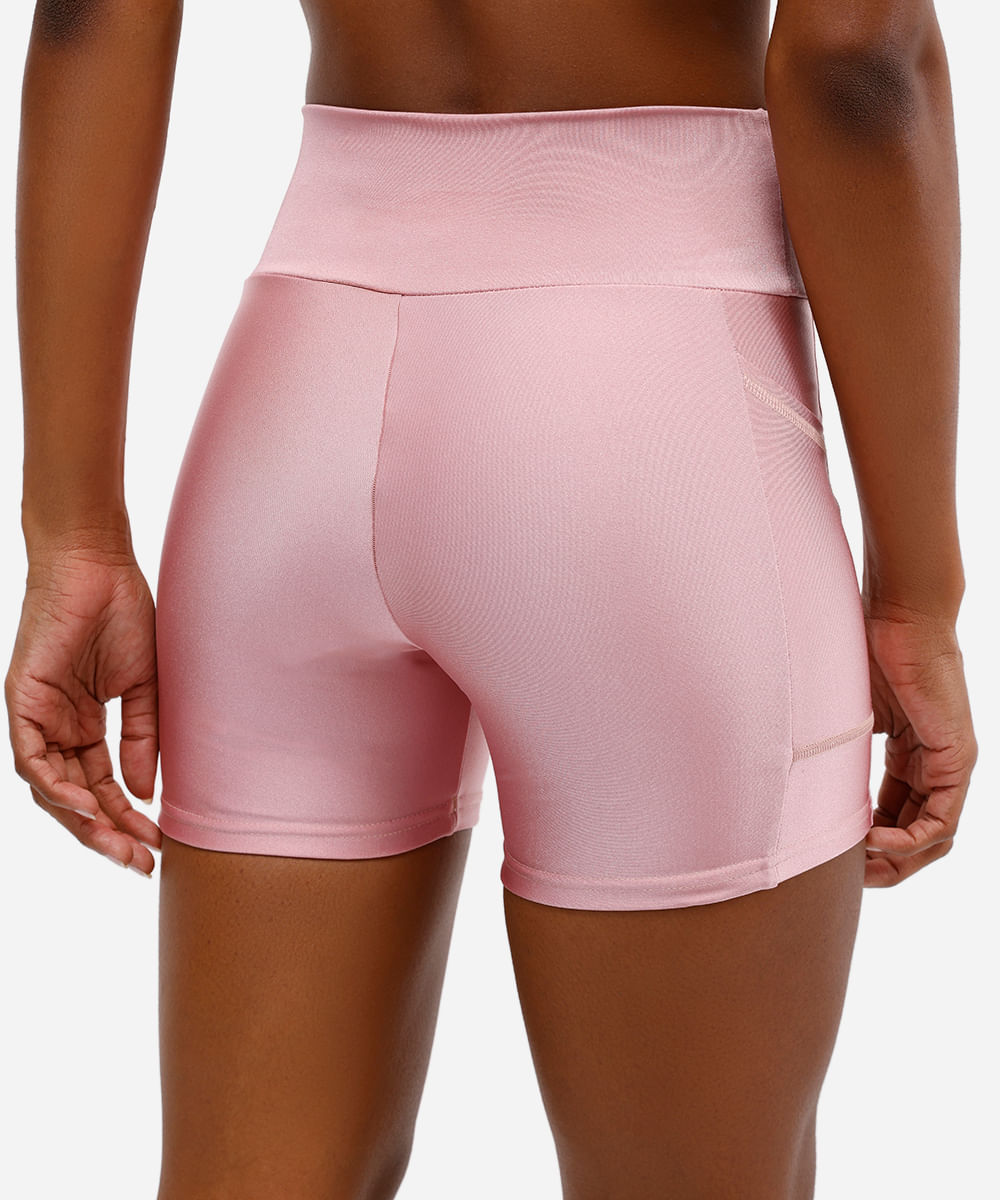 bermuda feminina esportiva com bolsos rosa