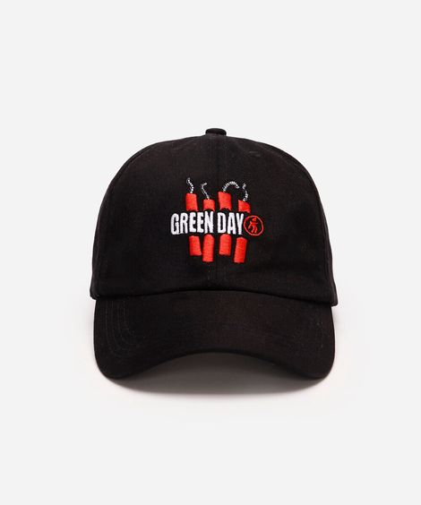 boné aba curva com bordado  green day preto