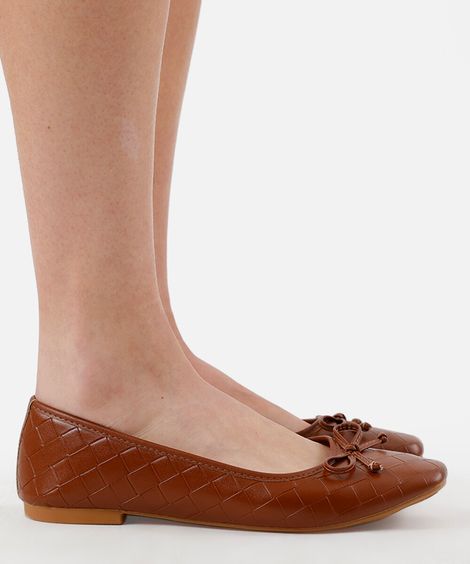 sapatilha bico quadrado tressê oneself marrom