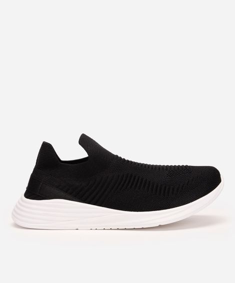 tênis knit esportivo texturizado preto