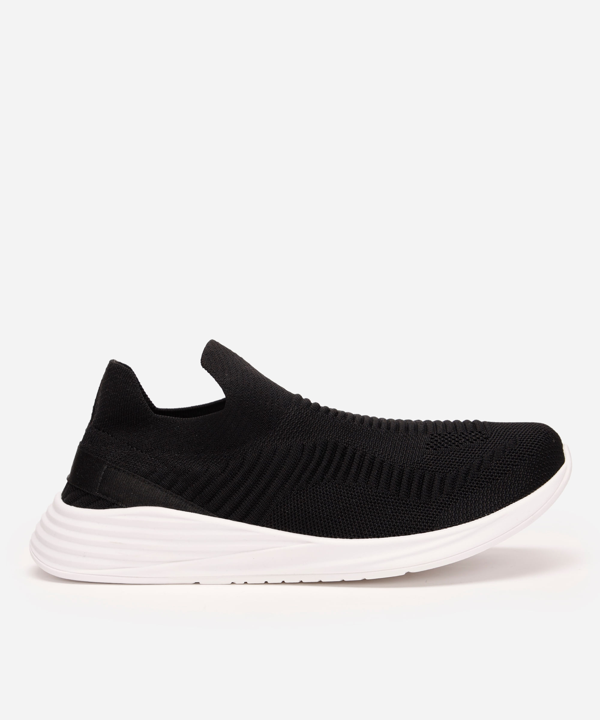 tênis knit esportivo texturizado preto