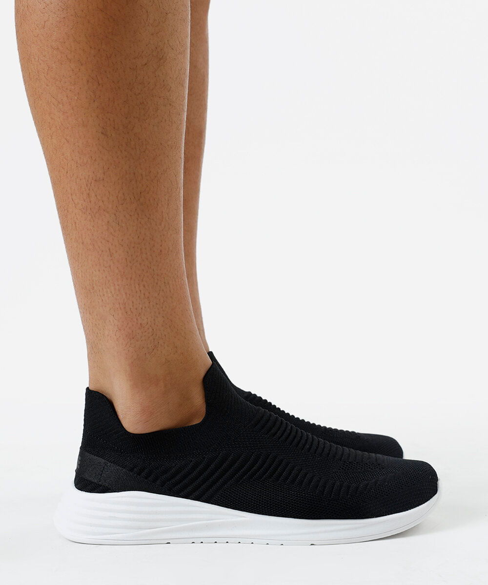 tênis knit esportivo texturizado preto