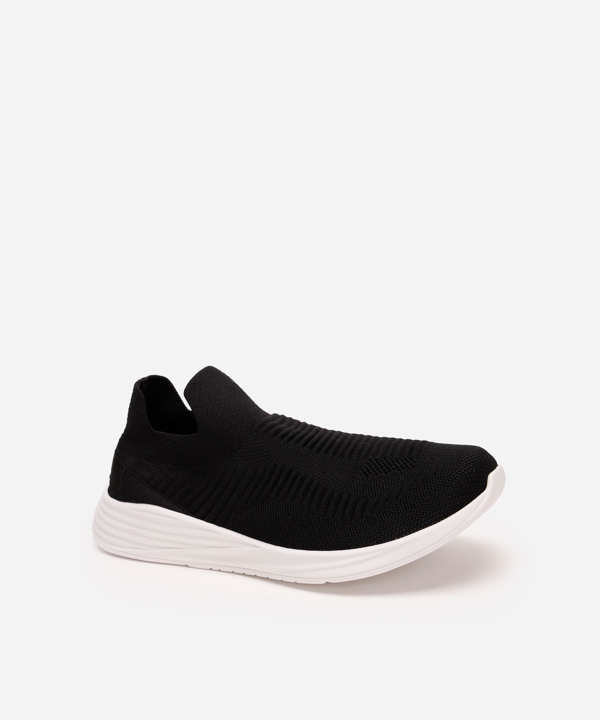 tênis knit esportivo texturizado preto