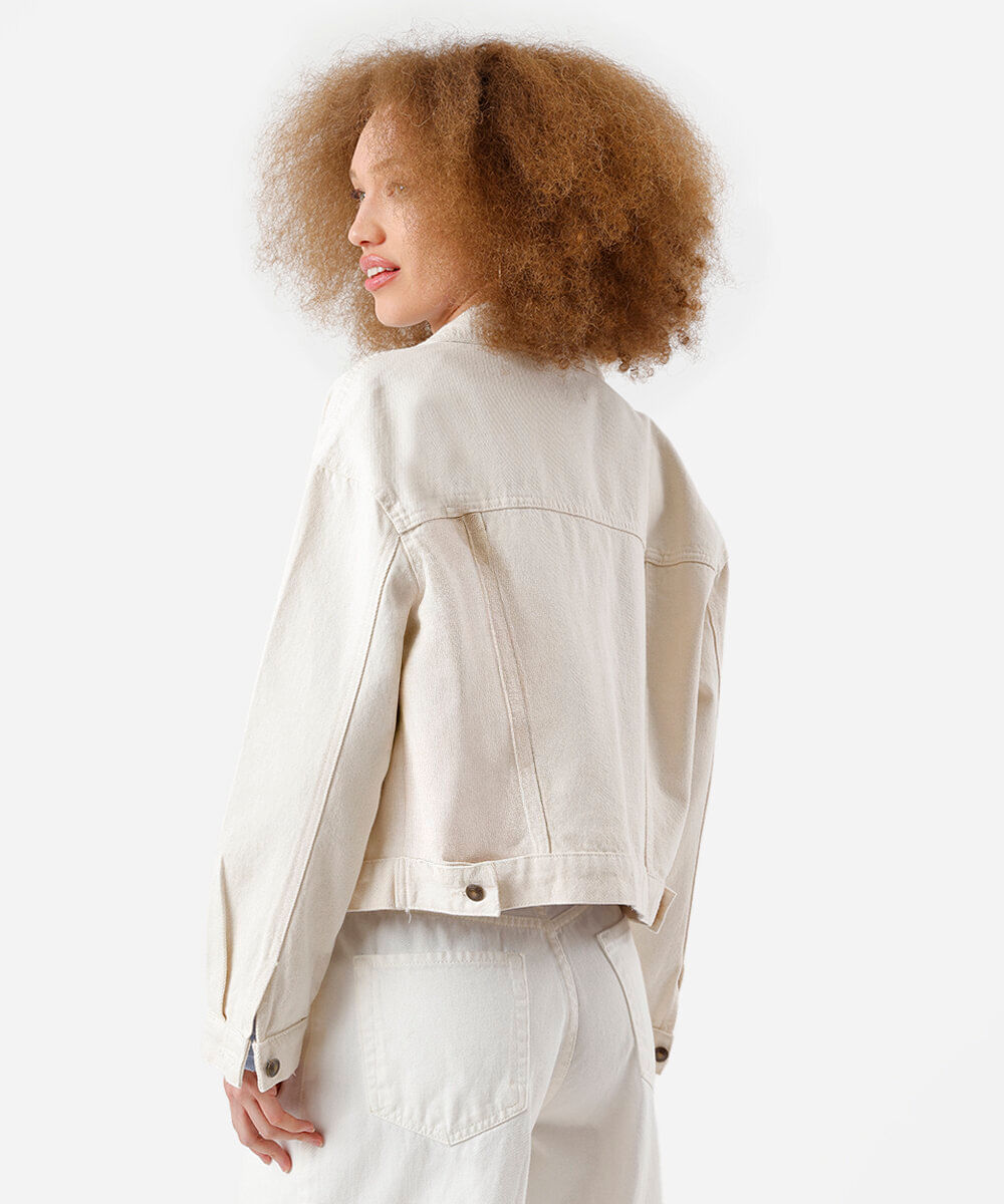 jaqueta feminina sarja trucker vintage bege