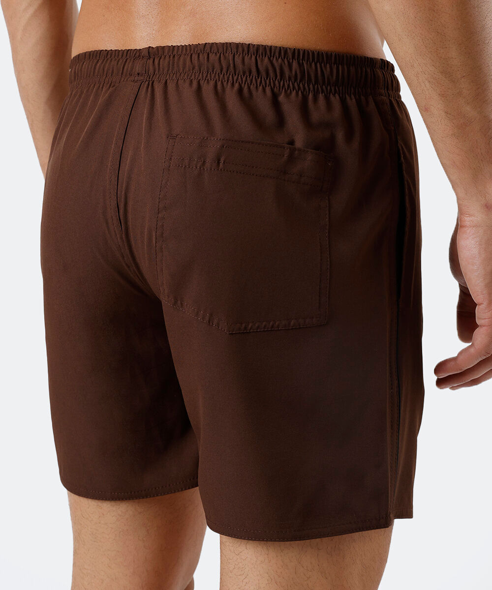 short esportivo masculino cós elástico marrom
