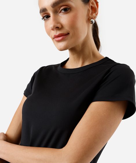 blusa cropped feminino esportivo manga curta preta