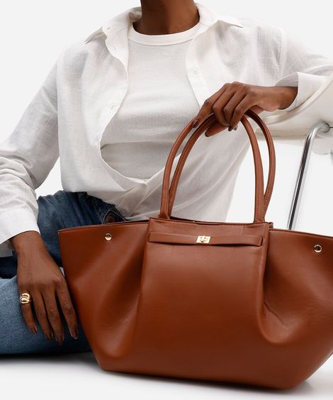 bolsa shopper com alça estruturada mindset marrom