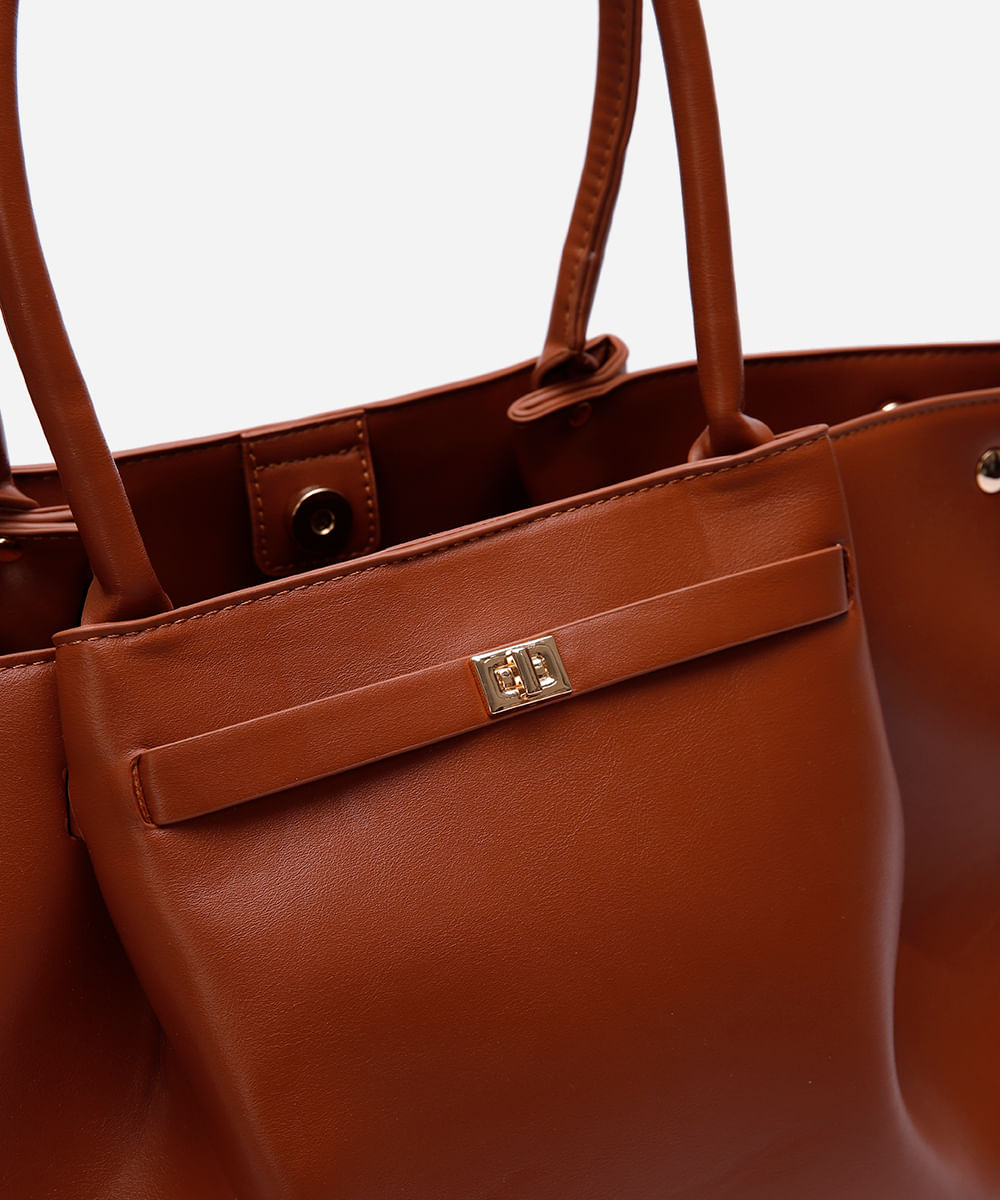 bolsa shopper com alça estruturada mindset marrom