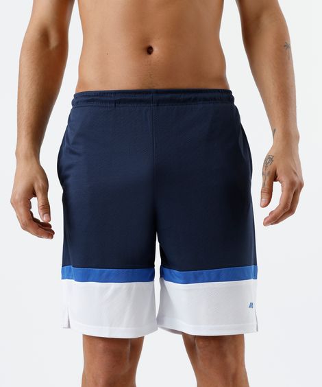 bermuda esportiva masculina com recortes texturizada azul