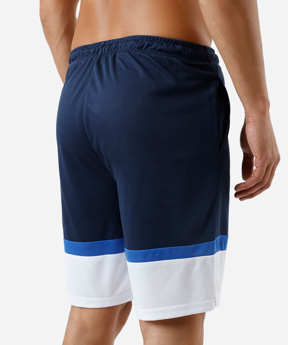 bermuda esportiva masculina com recortes texturizada azul