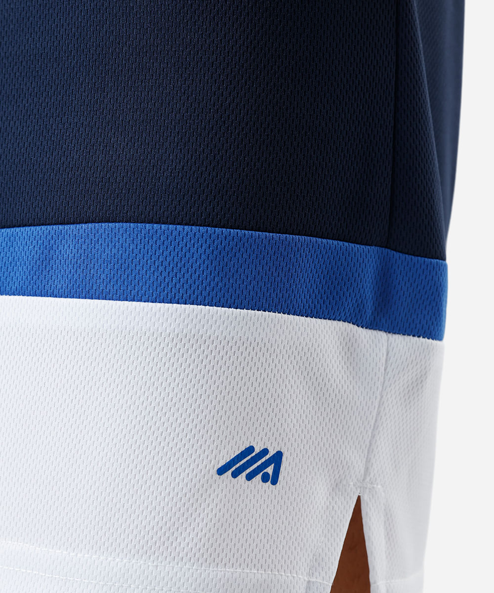 bermuda esportiva masculina com recortes texturizada azul