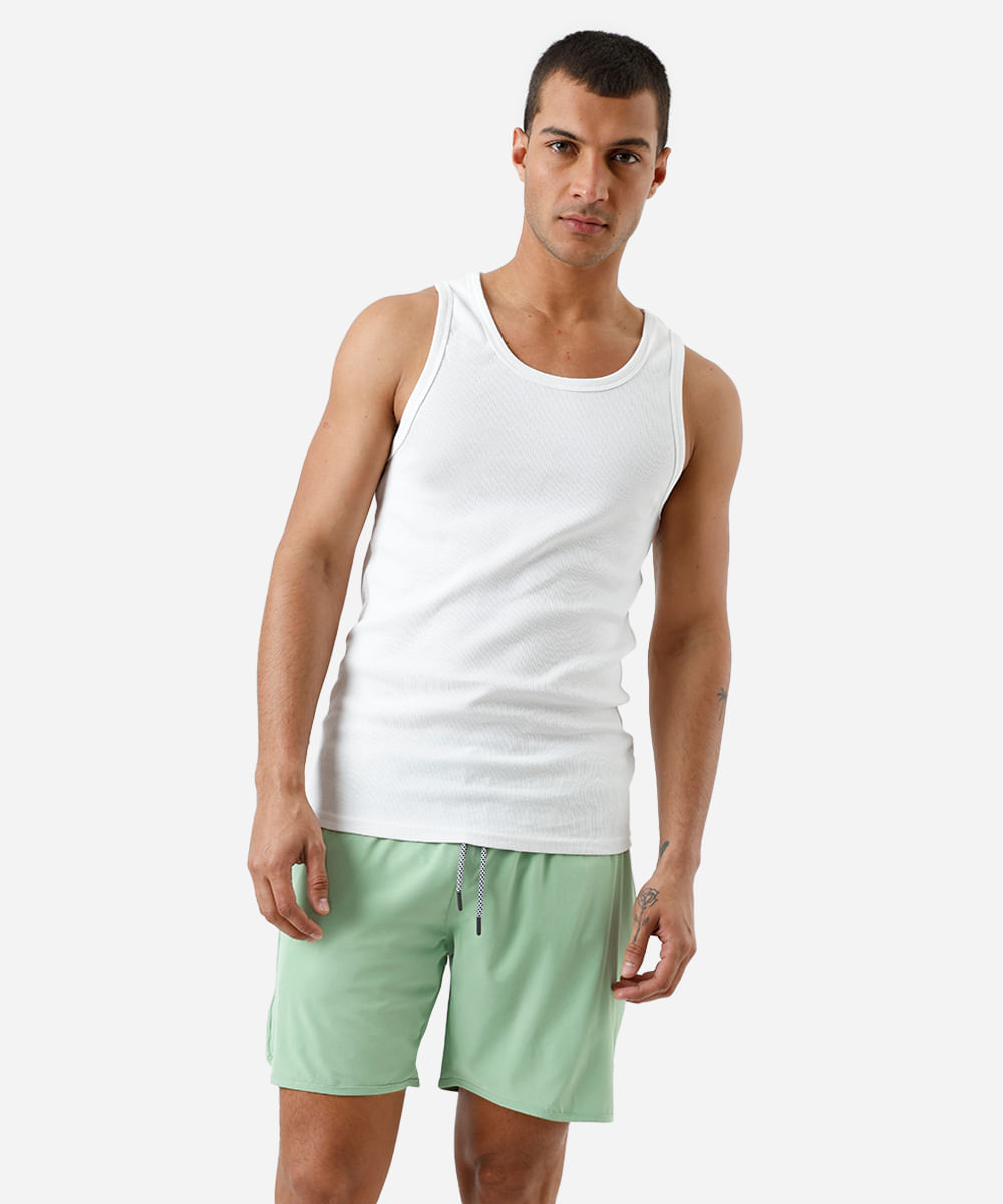 short masculino cós elástico verde