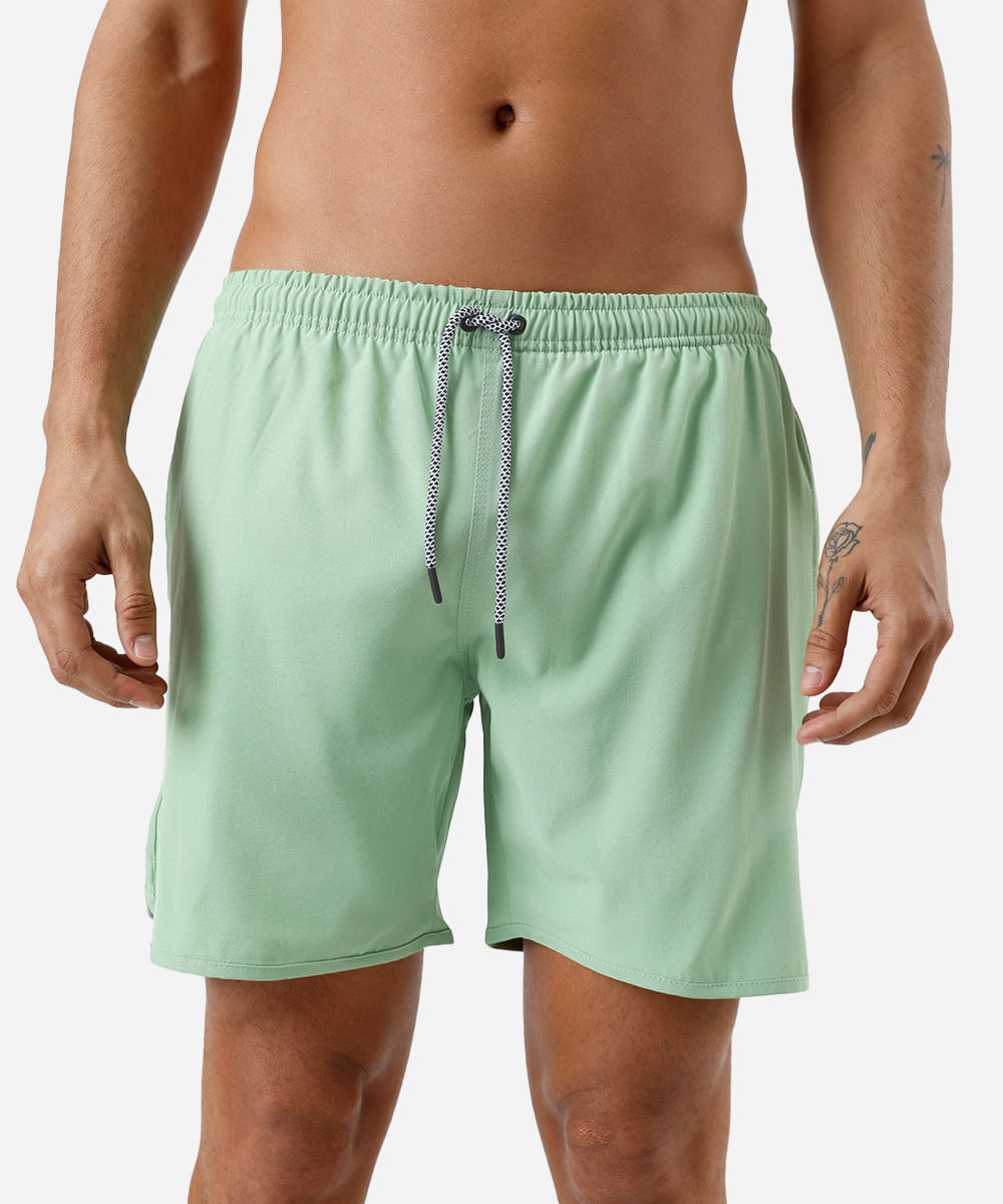 short masculino cós elástico verde