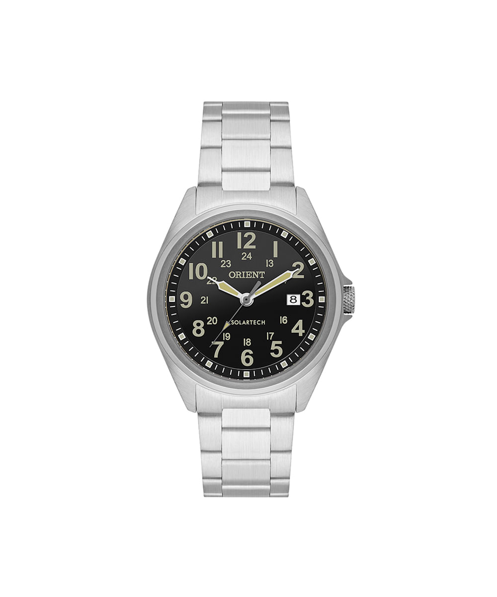 relógio masculino orient analógico calendário mbss1492p2sx prateado