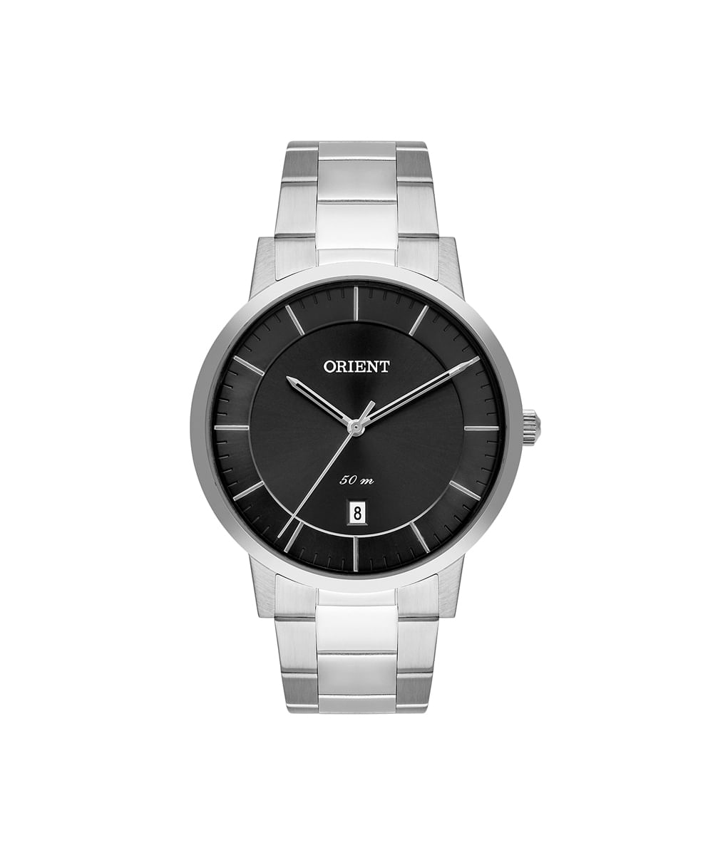 relógio masculino orient analógico calendário mbss1433g1sx prateado