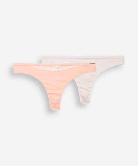 kit de 2 calcinhas femininas em malha canelada  colorido