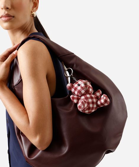 chaveiro bag charm ursinho xadrez vinho