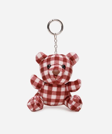chaveiro bag charm ursinho xadrez vinho
