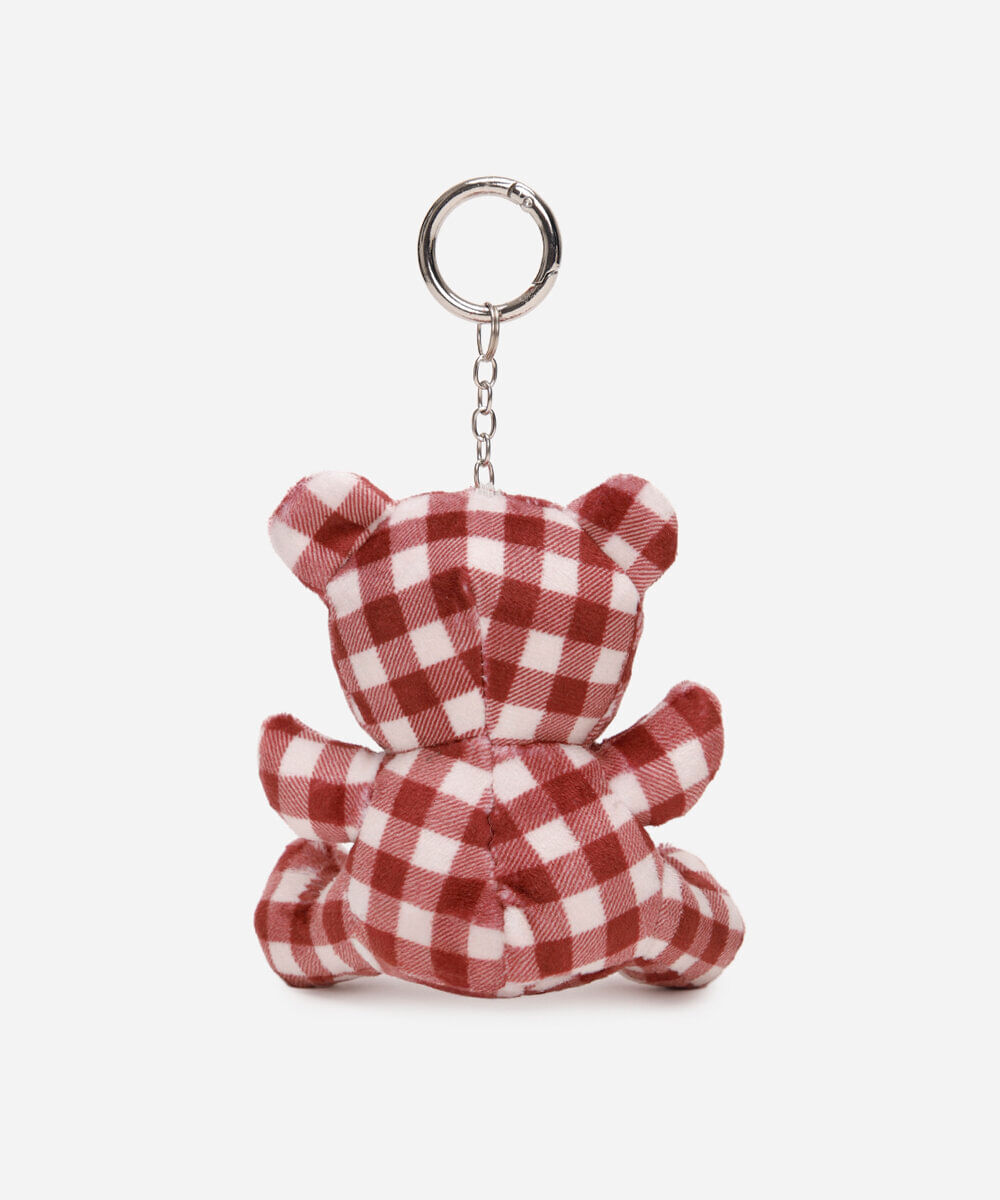 chaveiro bag charm ursinho xadrez vinho