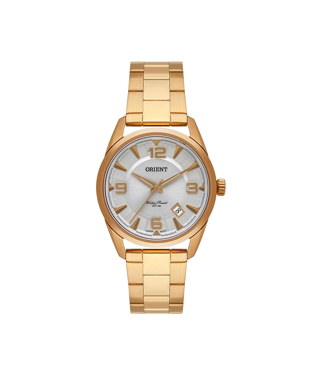 relógio feminino orient analógico calendário fgss1230s2kx dourado
