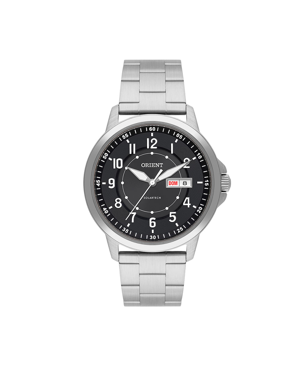 relógio masculino orient analógico calendário mbss1508p2sx prateado