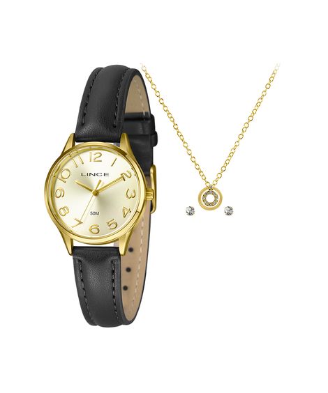 kit relógio feminino lince analógico lrch212l30kaanc2px dourado