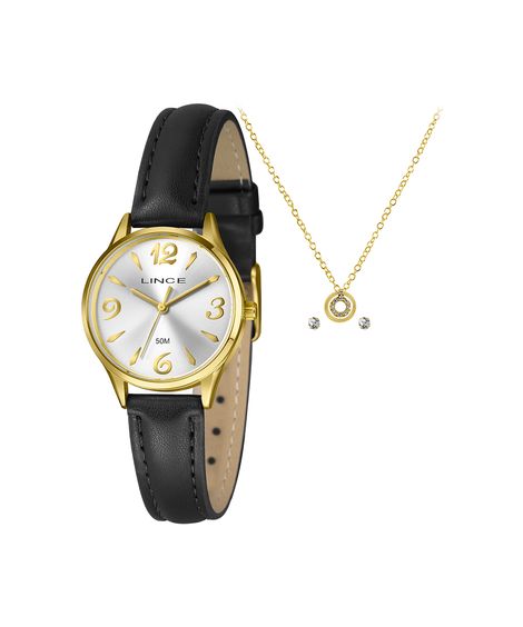 kit relógio feminino lince analógico lrch211l30kaams2px dourado