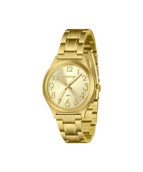 kit relógio feminino lince analógico lrgm029l38c2kxpj dourado