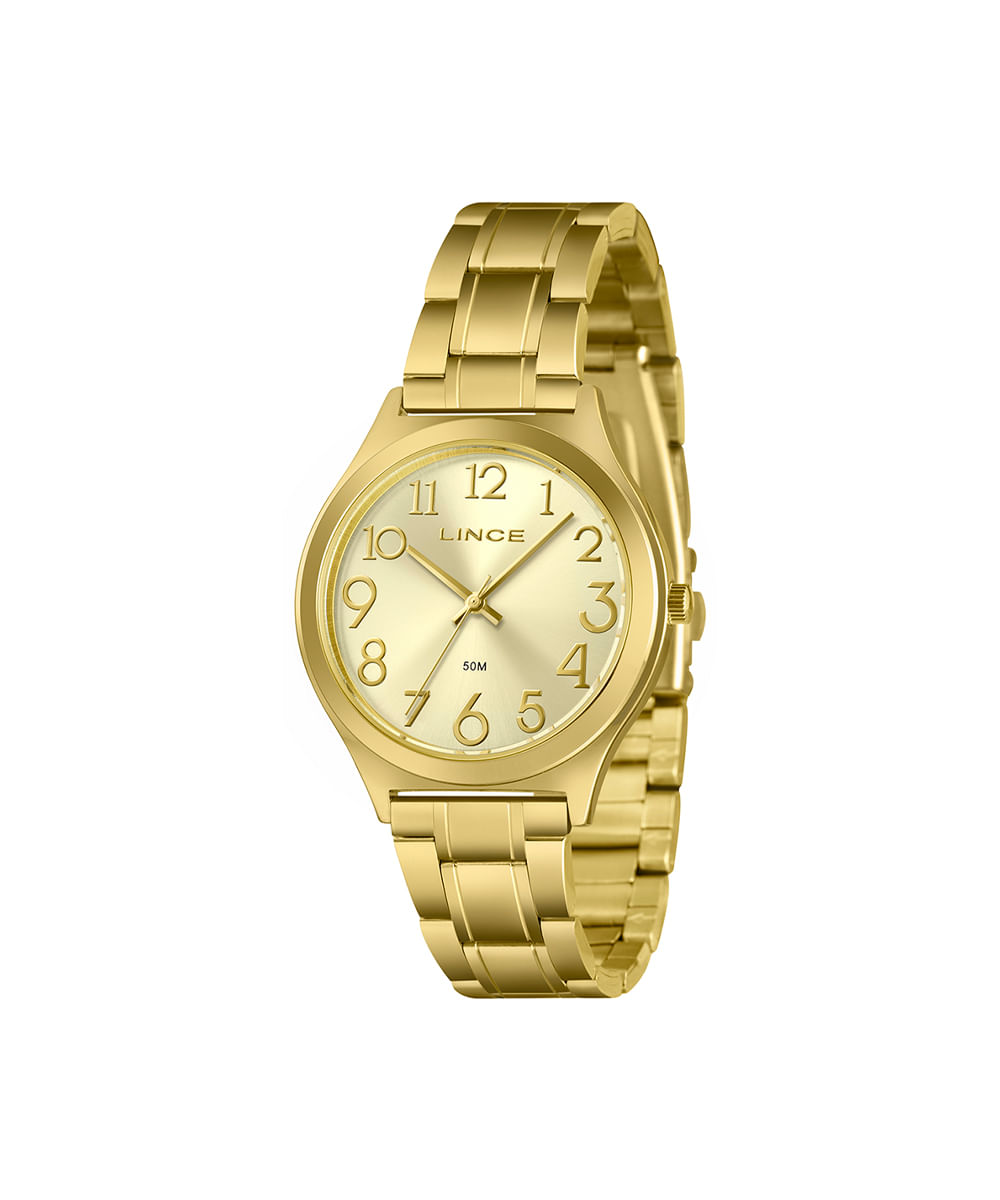 kit relógio feminino lince analógico lrgm029l38c2kxpj dourado
