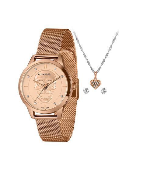 kit relógio feminino lince analógico lrr4809l36ka8br1rx rosa