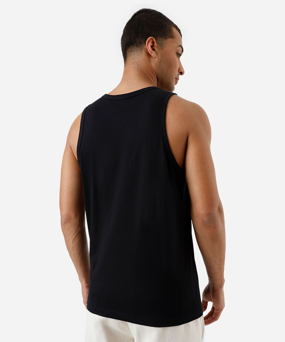 regata básica masculina de algodão preta