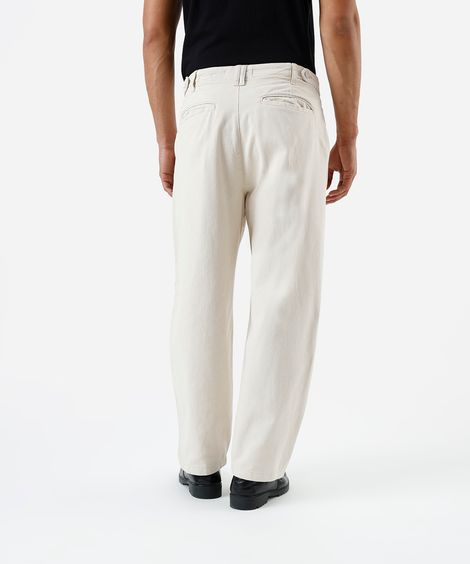 calça masculina chino barrel sarja bege