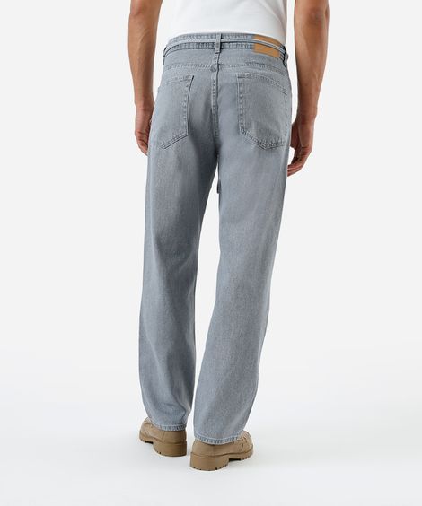 calça baggy masculina jeans com cinto  cinza