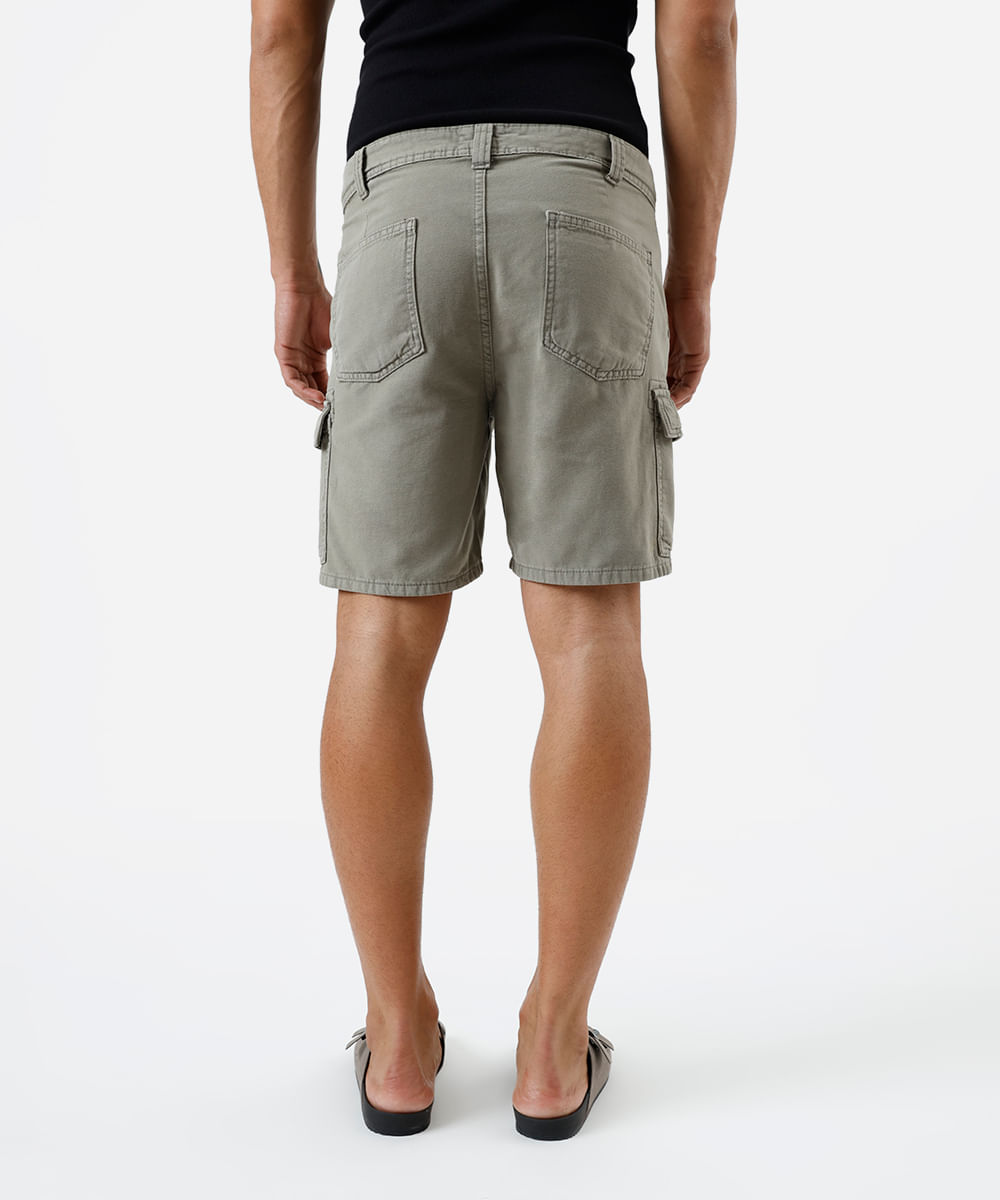 bermuda masculina reta cargo sarja verde