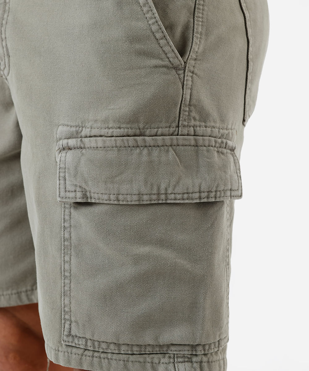 bermuda masculina reta cargo sarja verde