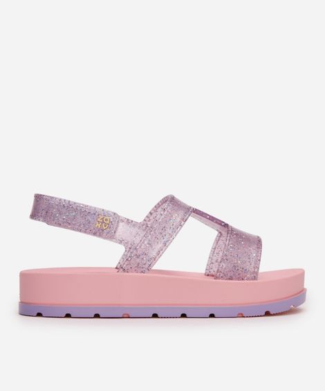 sandália infantil com glitter zaxy rosa