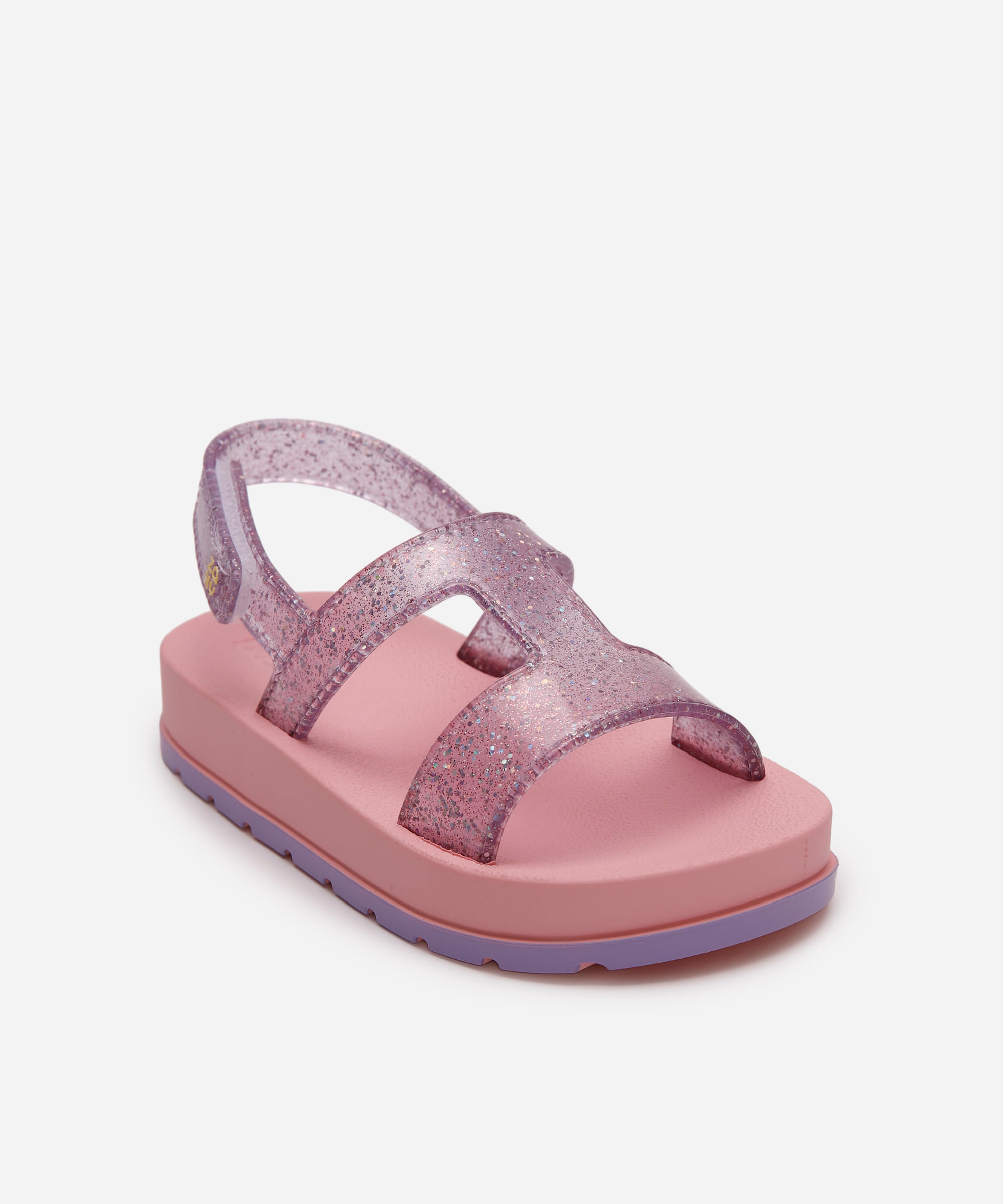 sandália infantil com glitter zaxy rosa