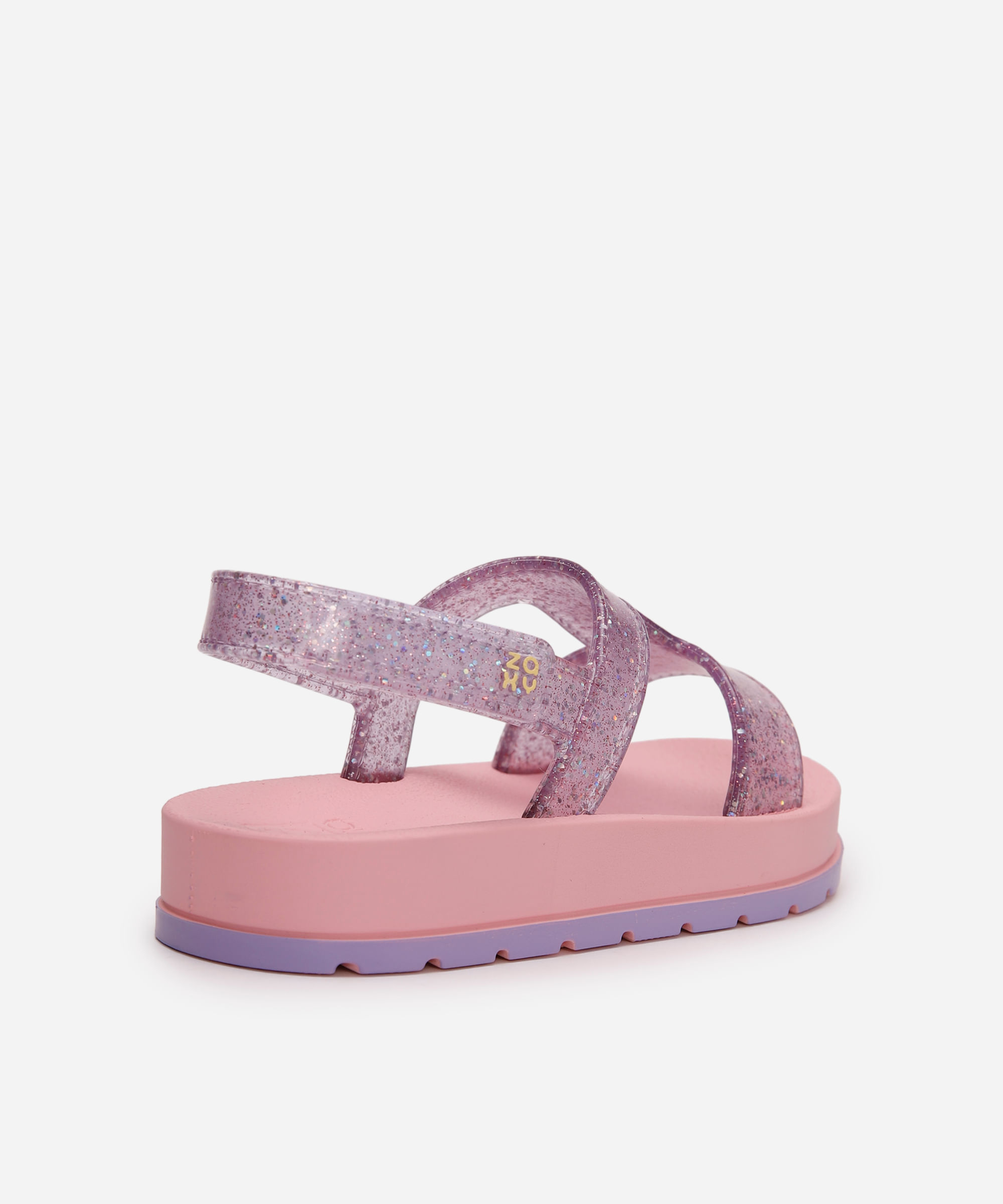 sandália infantil com glitter zaxy rosa