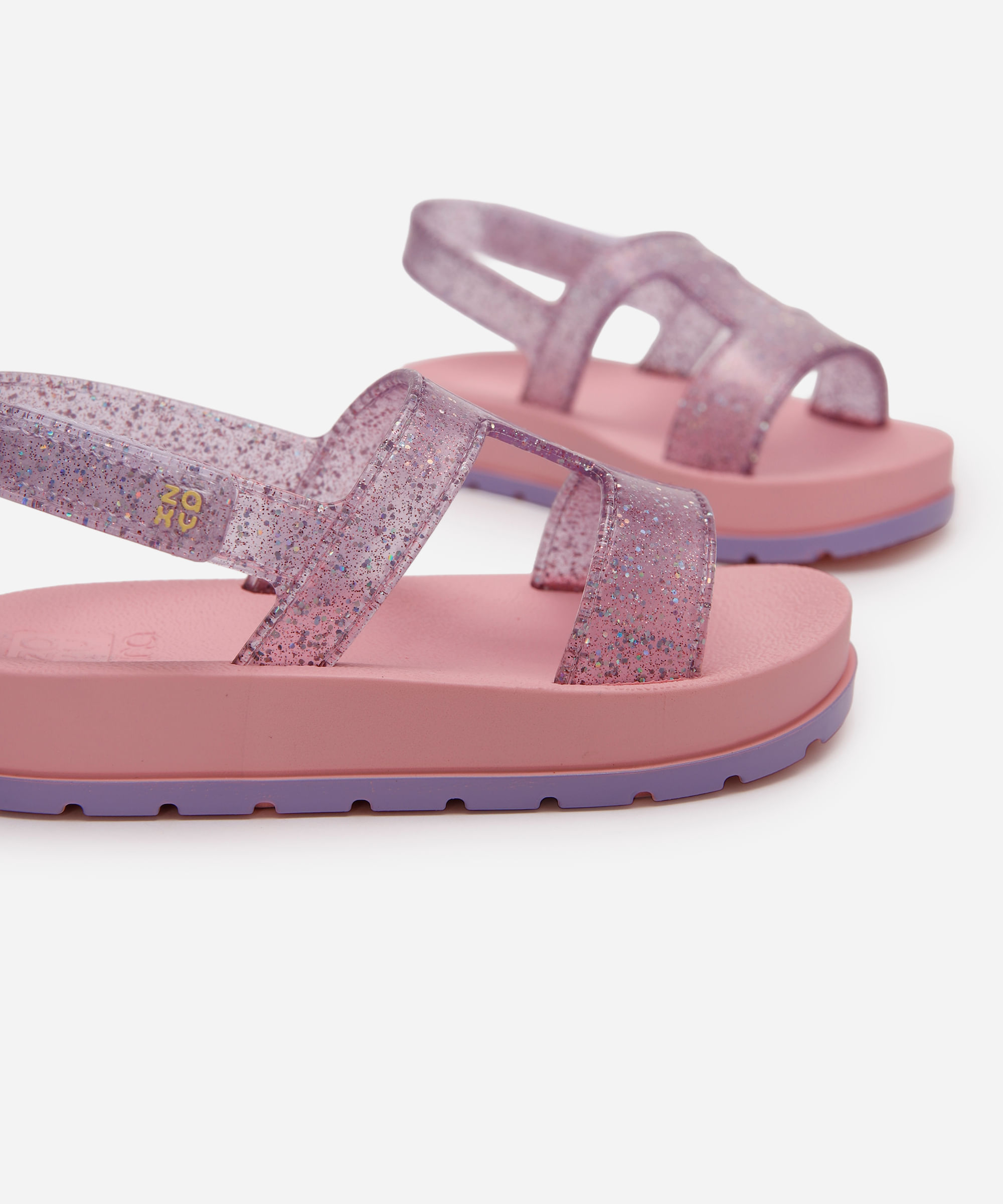 sandália infantil com glitter zaxy rosa