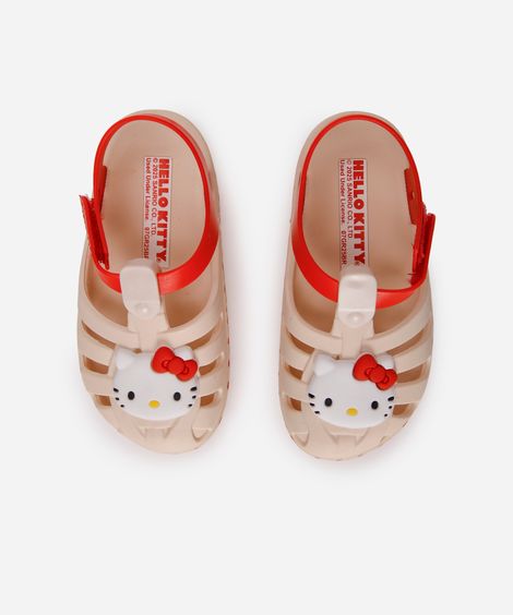 sandália infantil hello kitty grendene bege