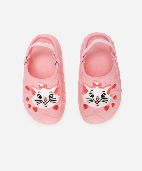 babuche infantil gatinha marie com glitter grendene rosa