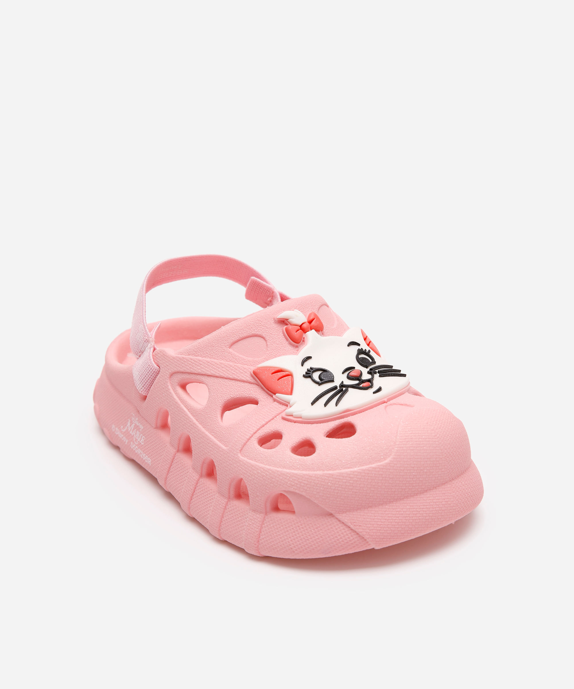 babuche infantil gatinha marie com glitter grendene rosa