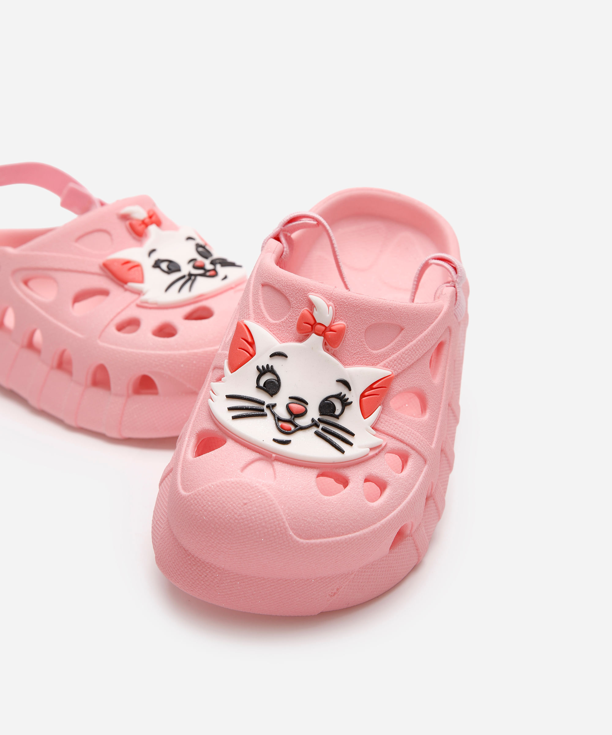babuche infantil gatinha marie com glitter grendene rosa
