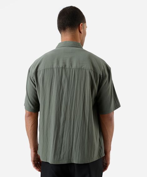 camisa box masculina manga com bolso verde