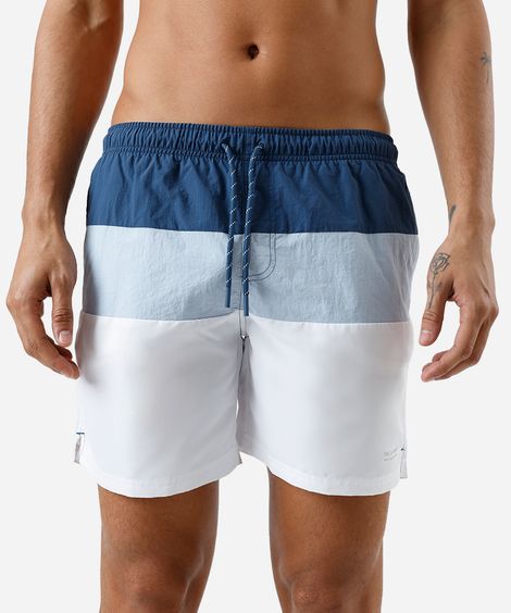 short masculino de poliamida com recortes cós elástico azul