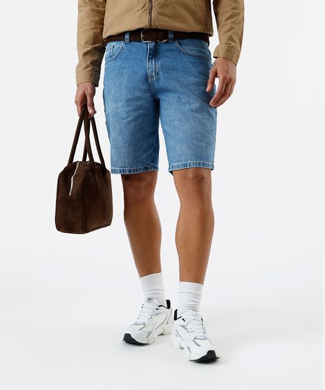 bermuda reta masculina jeans  azul